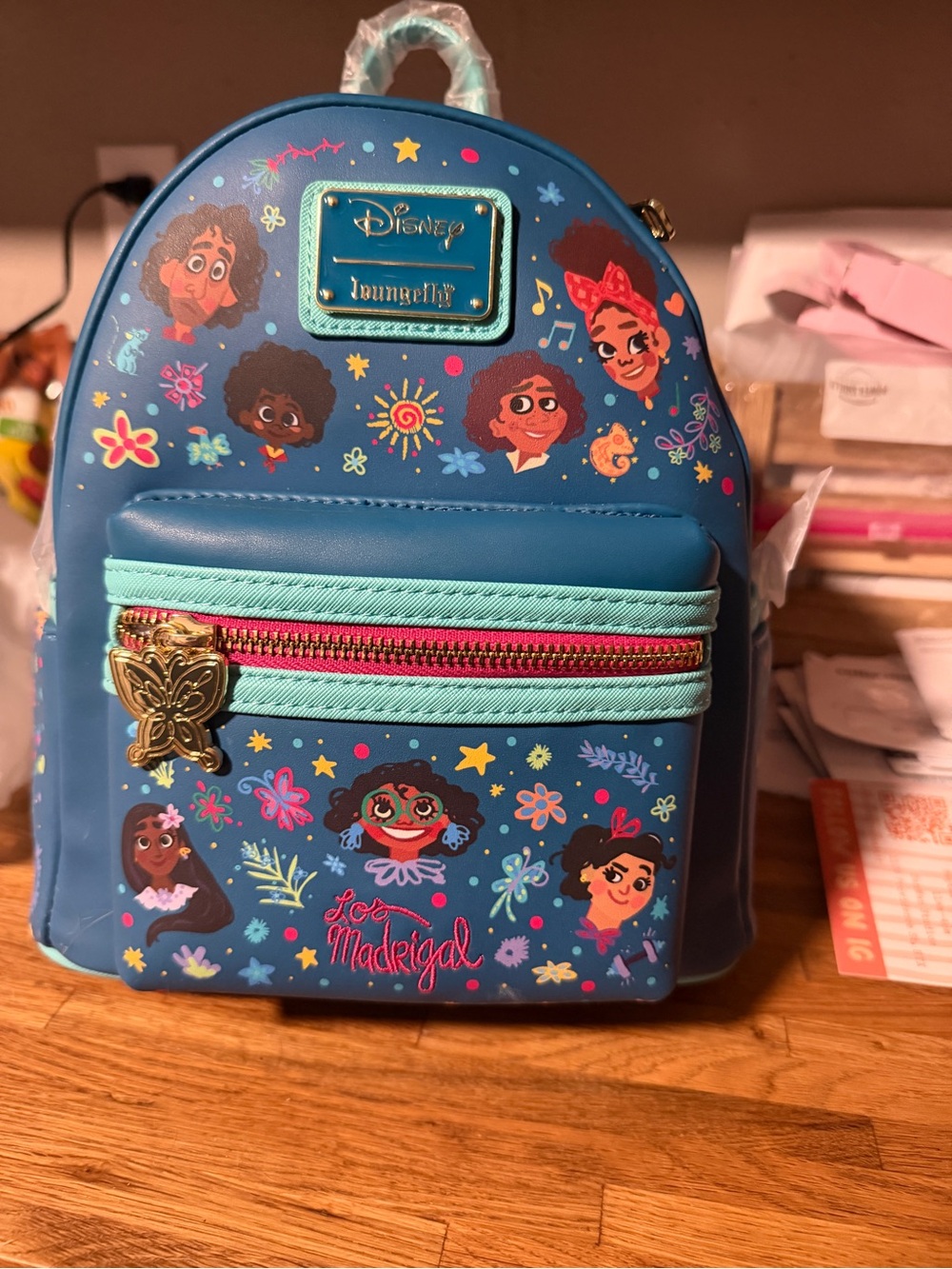 Loungefly Blue Encanto Madrigal Kids Mini Backpack with Turquoise & Pink Accents